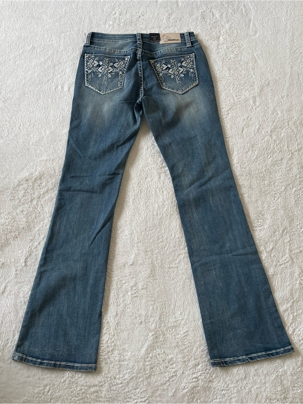 NWT Grace in LA Tribal Aztec Embroidered Easy Fit Bootcut Jeans Size 29 Western - Picture 3 of 8